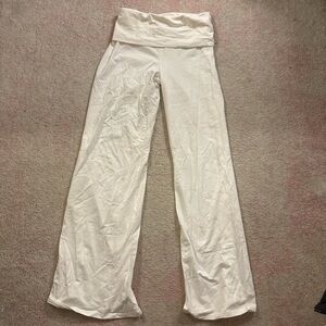 White fold over pants